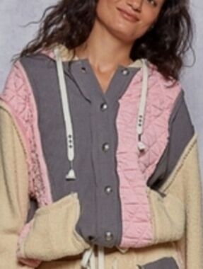 POL Hoodie Thermal Lightly Quilted Jacket 🩷🩶